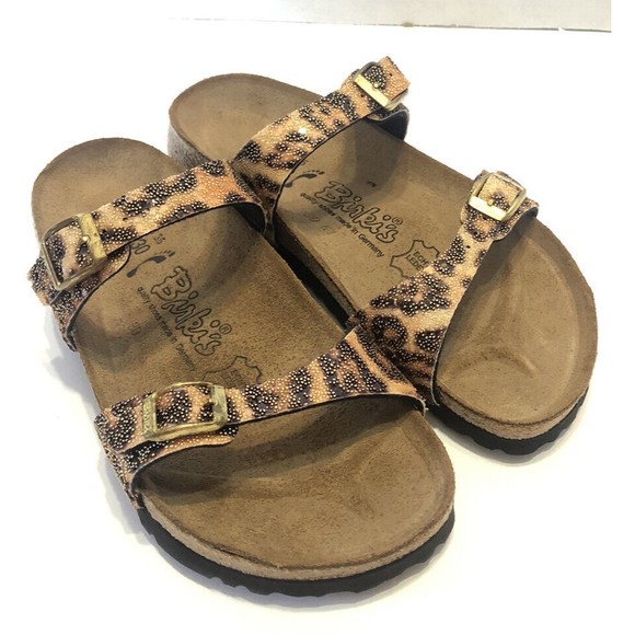 Birki's Birkenstock Tahiti Leopard Print Glitter Strap Sandal Women’s Sz US5 - Picture 2 of 5